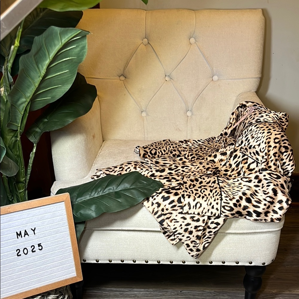 Victoria's Secret Gold and Black Leopard Print Pajama Top NWT